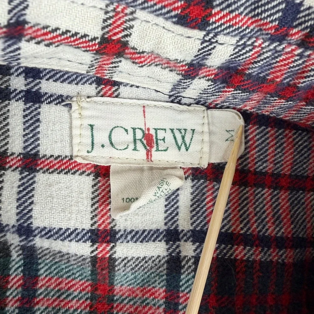 VTG J Crew Oarsman Mens Medium Red Plaid Long Sleeve Flannel Shirt Cotton